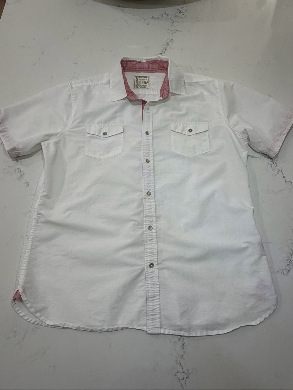 Colours Alexander Julian Mens XL White Short Sleeve Button Up Shirt Pockets